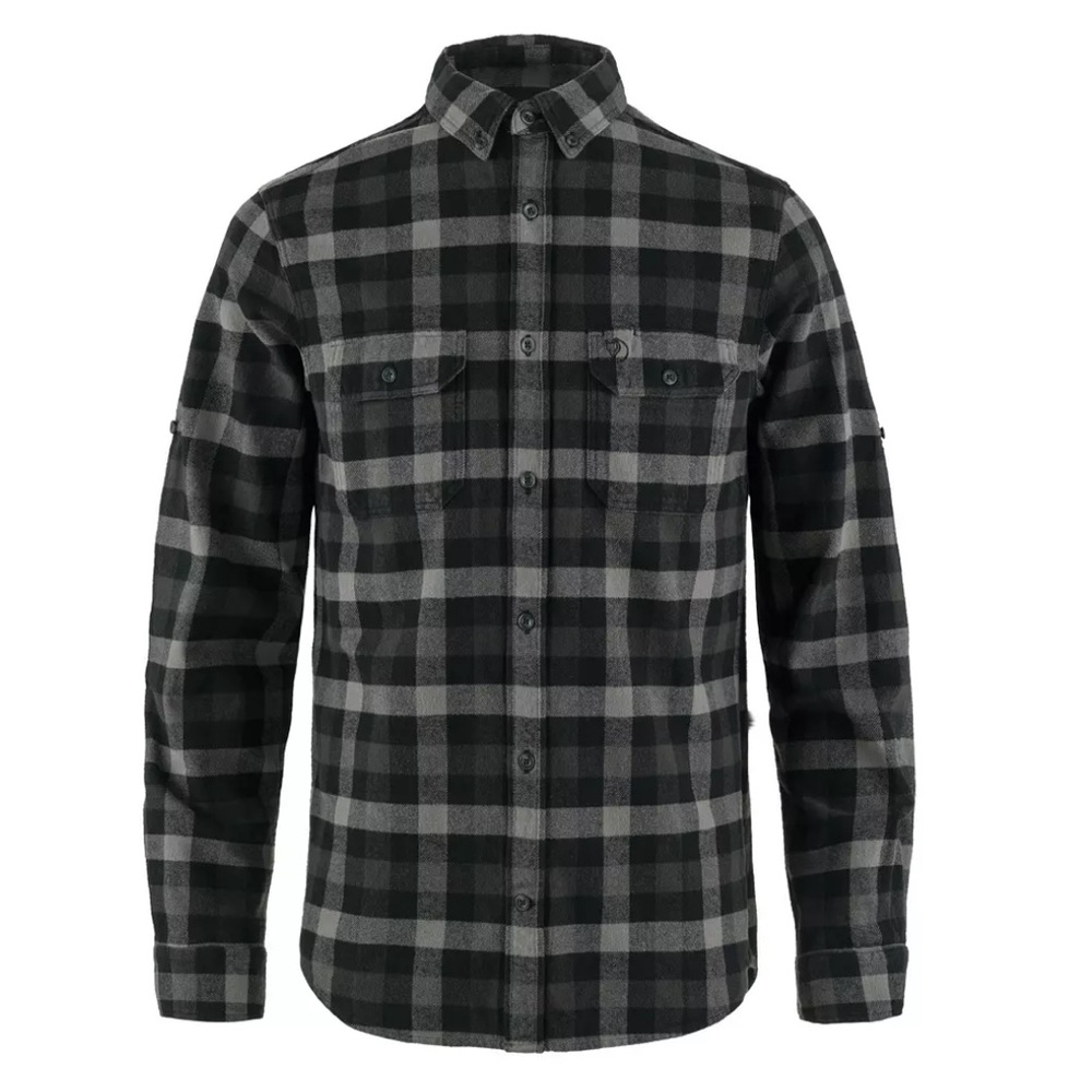 Fjallraven Skog Plaid Flannel Button-Up Shirt Black L